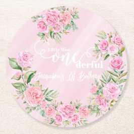 Little Miss ONEderful 1st First Birthday Underlägg Papper Rund