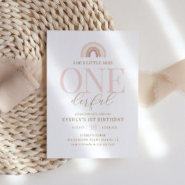 Little Miss Onederful Boho Rainbow 1st Birthday Inbjudningar