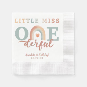 Little Miss Onederful Boho Rainbow Birthday Napkin Pappersservett