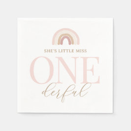 Little Miss Onederful Boho Rainbow Birthday Pappersservett