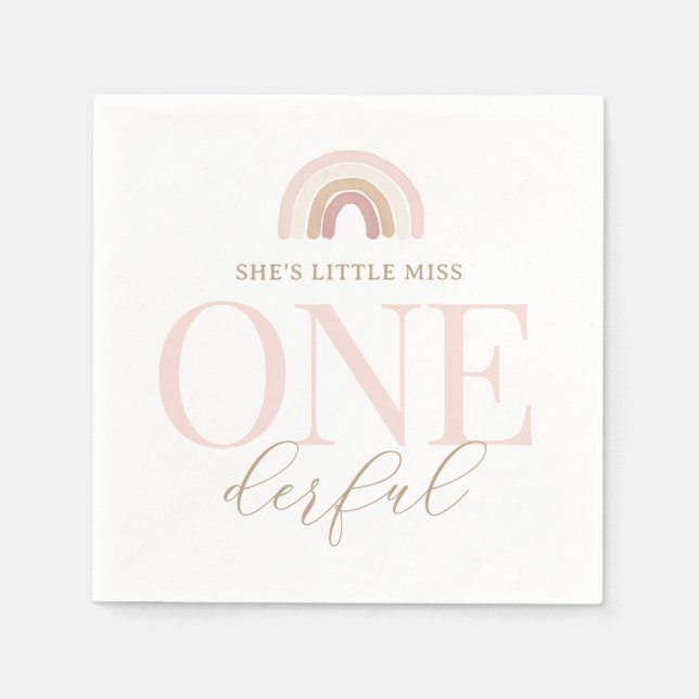 Little Miss Onederful Boho Rainbow Birthday Pappersservett (Framsidan)