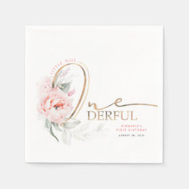 Little Miss Onederful Cute Blommigt 1:a födelsedag Pappersservett