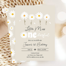 Little Miss Onederful Daisy Creme Sand Birthday Inbjudningar