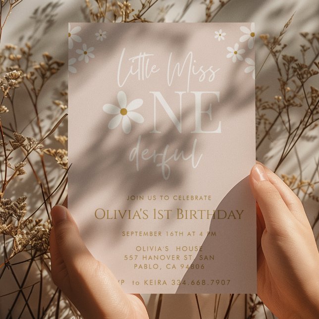 Little Miss ONEderful Daisy Flowers 1st Birthday Inbjudningar (Skapare uppladdad)