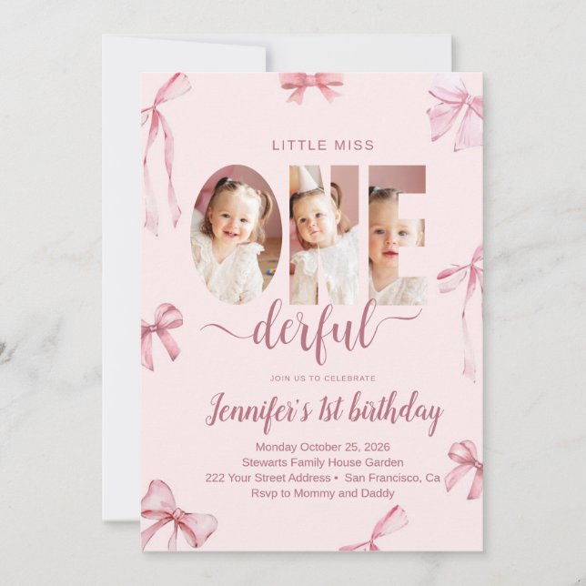 Little Miss Onederful First Birthday Invitation Inbjudningar (Framsida)