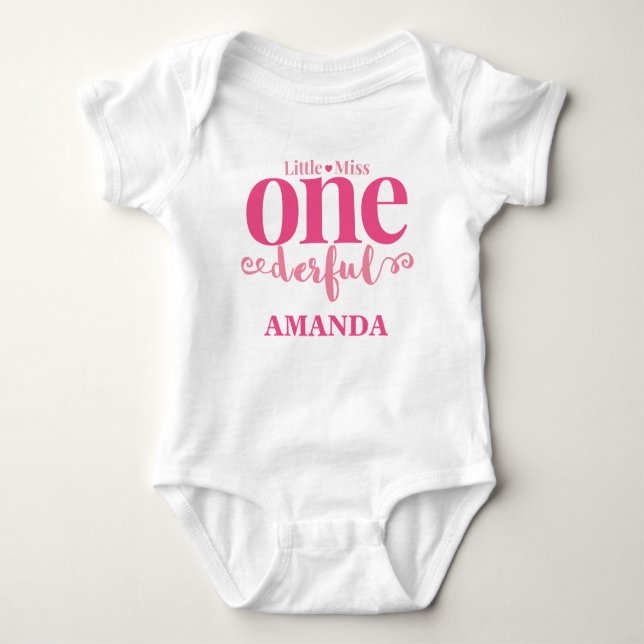 Little Miss Onederful First Birthday Shirt T (Framsida)