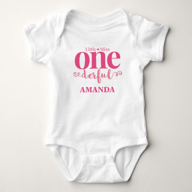 Little Miss Onederful First Birthday Shirt T Shirt (Framsida)