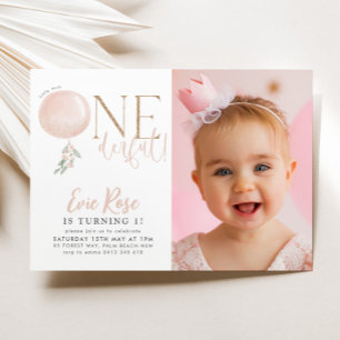 Little Miss ONEderful Girls 1:a födelsedagsfoto Inbjudningar