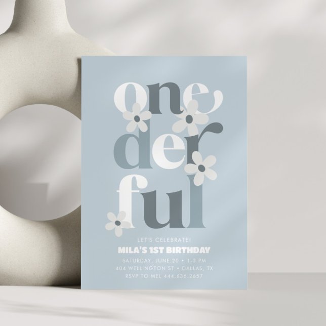 Little Miss Onederful Groovy Daisy 1:a födelsedage Inbjudningar (Skapare uppladdad)