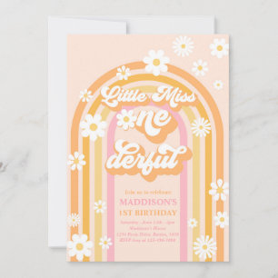 Little Miss Onederful Groovy Rainbow 1st Birthday Inbjudningar
