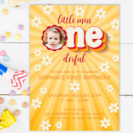 Little Miss ONEderful Photo Daisy First Birthday Inbjudningar
