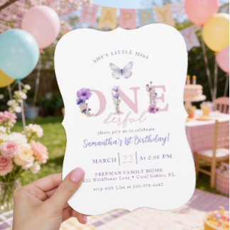 Little Miss ONEderful Pink Wildflower 1st Birthday