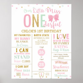 Little Miss Onederful Rosa Milestone Birth Stats Poster