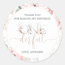 Little Miss Onederful Round Sticker Runt Klistermärke