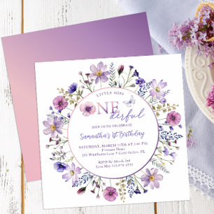 Little Miss Onederful Wildblomma 1st Birthday Inbjudningar
