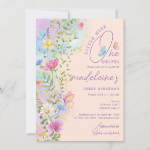 Little Miss ONEderful Wildblomma 1st Birthday Inbjudningar