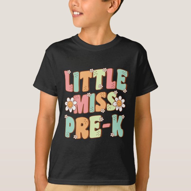 Little Miss Pre-K Girls Back to school Retro Daugh T Shirt (Framsida)