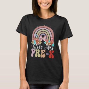 Little Miss Pre K Rainbow Groovy Blommigt Butterfl T Shirt