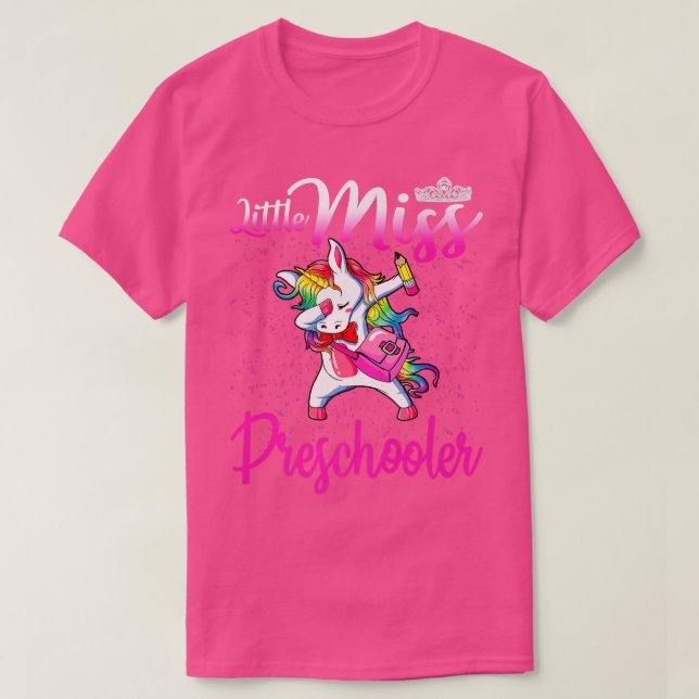 Little Miss Preschooler Back to school Unicorn T Shirt (Design framsida)