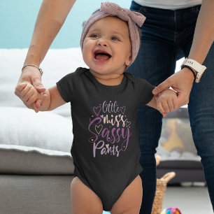 Little Miss Sassy Byxor Lila Typography Girl T Shirt