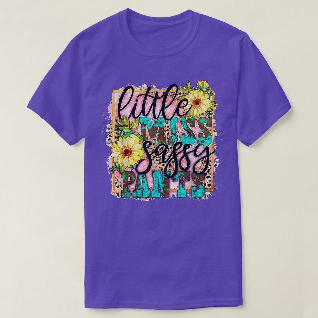 Little Miss Sassy Pants Cowhide Sunflower Leopard  T Shirt (Design framsida)