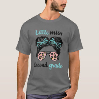 Little Miss Second Klass Messy Kid Bun Back T Shirt