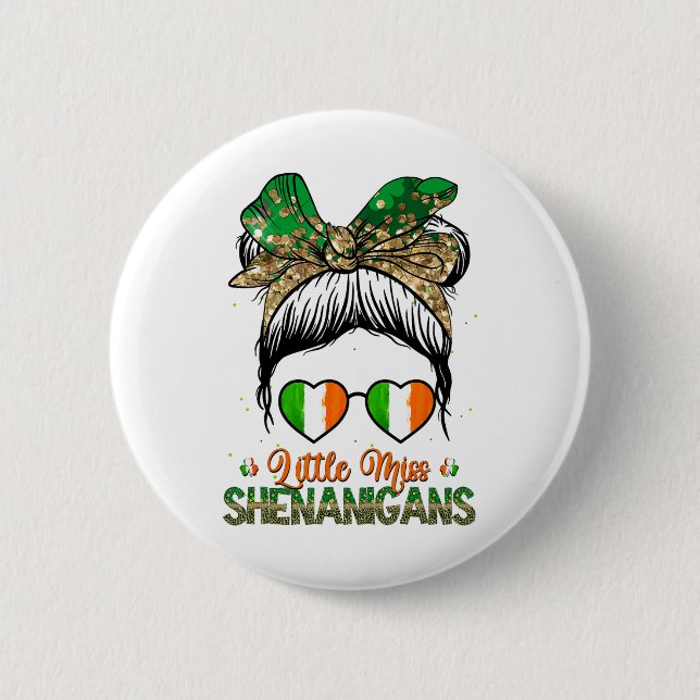 Little Miss Shenanigans St Patricks Day Flickor Ba Knapp (Framsida)