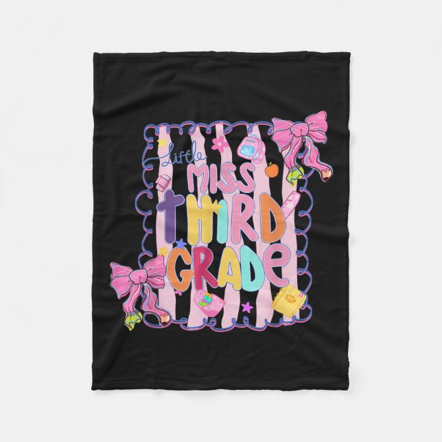 Little Miss Third Grade First Day Of 3rd Grade Coq Fleecefilt (Framsidan)