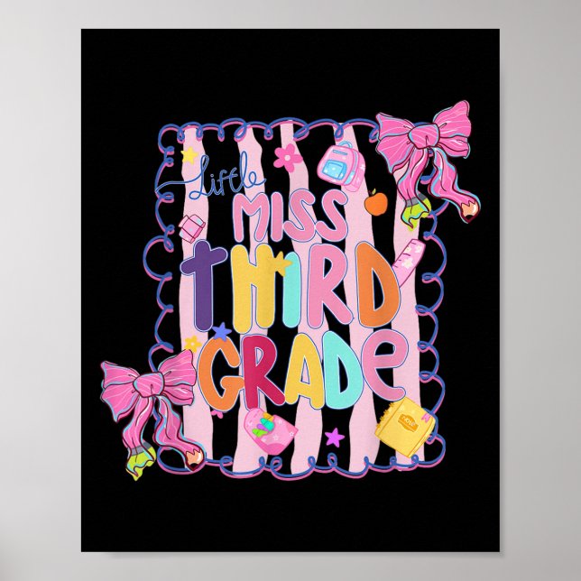 Little Miss Third Grade First Day Of 3rd Grade Coq Poster (Framsidan)