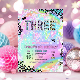 Little Miss Threenage Rainbow Leopard 3rd Birthday Inbjudningar