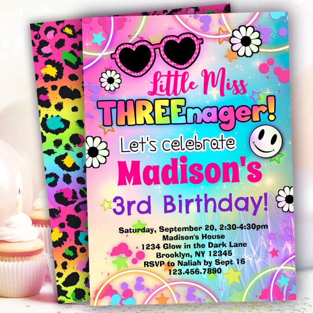 Little Miss Threenager 3:e födelsedag Inbjudningar (Skapare uppladdad)