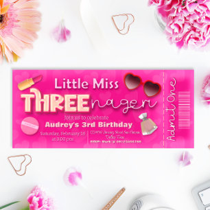 Little Miss Threenager - 3:e födelsedagen Biljett Inbjudningar