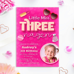 Little Miss Threenager - 3:e födelsedagen för flic Inbjudningar