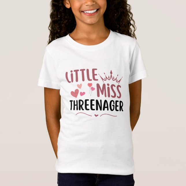 little miss threenager 3rd birthday 3 years old t shirt (Framsida)