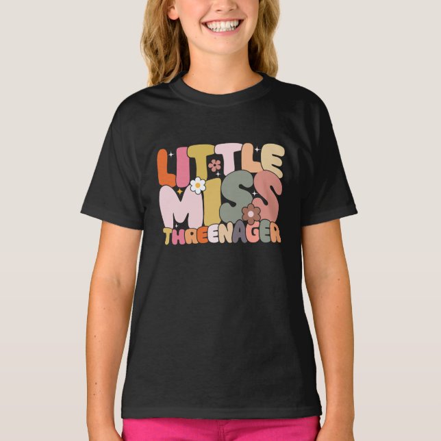 Little Miss Threenager Girl Tredje födelsedagsålde T Shirt (Framsida)