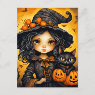 Little Miss Witch HAPPY HALLOWEEN Vykort