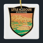 Little Missouri State Park North Dakota Vintage Julgransprydnad Keramik<br><div class="desc">Lilla Missouri State Park-illustration. Parken består av badlandsterrafik som endast är tillgänglig via spår.</div>