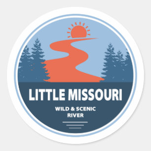 Little Missouri Vild och Scenia River Arkansas Runt Klistermärke