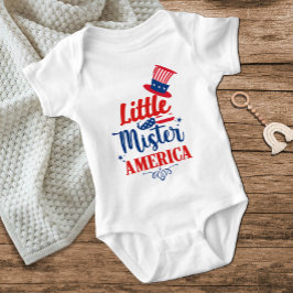 Little Mister America Rött vitt blått Juli 4:e poj T Shirt