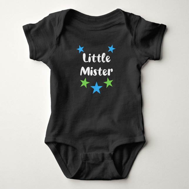 Little Mister Blue och Grönt Stars T Shirt (Framsida)
