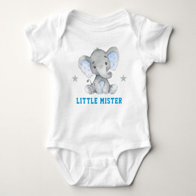 Little Mister gentleman Blue Boy Elephant T Shirt (Framsida)