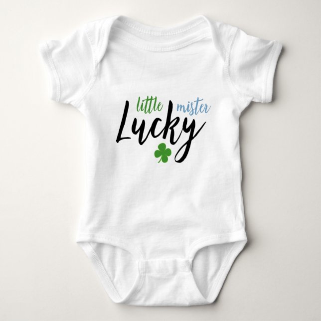 Little Mister Lucky // Cute St patrick's day T Shirt (Framsida)