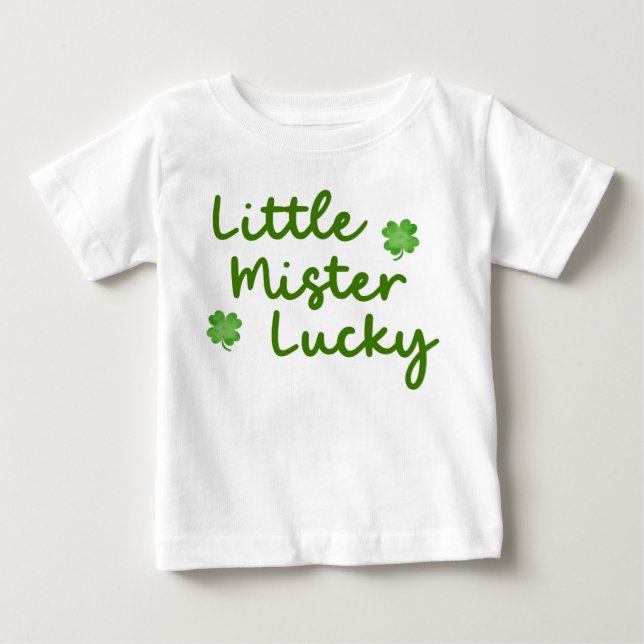 Little Mister Lucky St patrick's day Klöver T Shirt (Framsida)