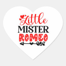 Little Mister Romeo Valentine Cute Love Typography Hjärtformat Klistermärke