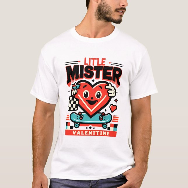 Little Mister Valentine Cute Heart Skateboard T Shirt (Framsida)