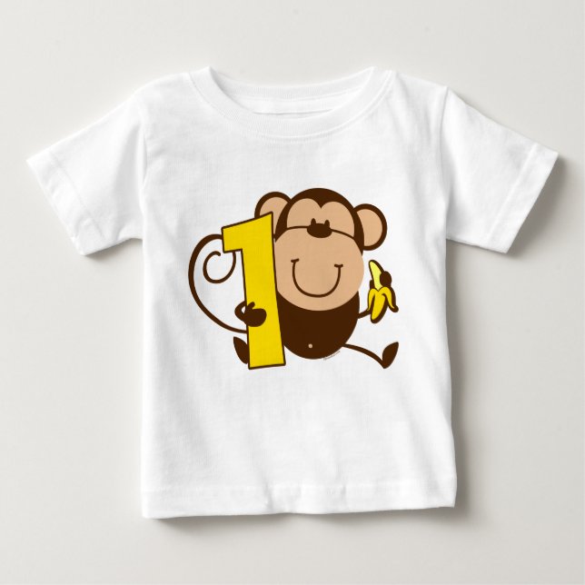 Little Monkey 1:a Birthday Mero T-shirt (Framsida)