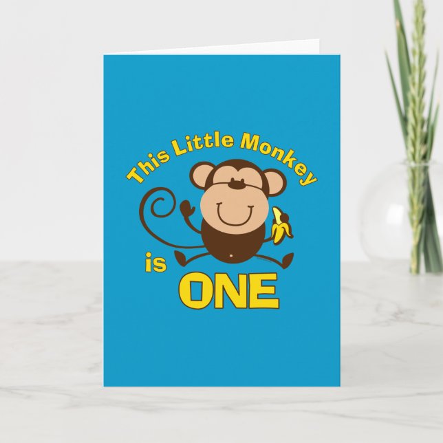Little Monkey 1st Birthday Boy Card Kort (Framsida)