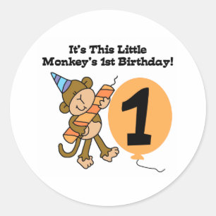Little Monkey 1st Birthday Runt Klistermärke