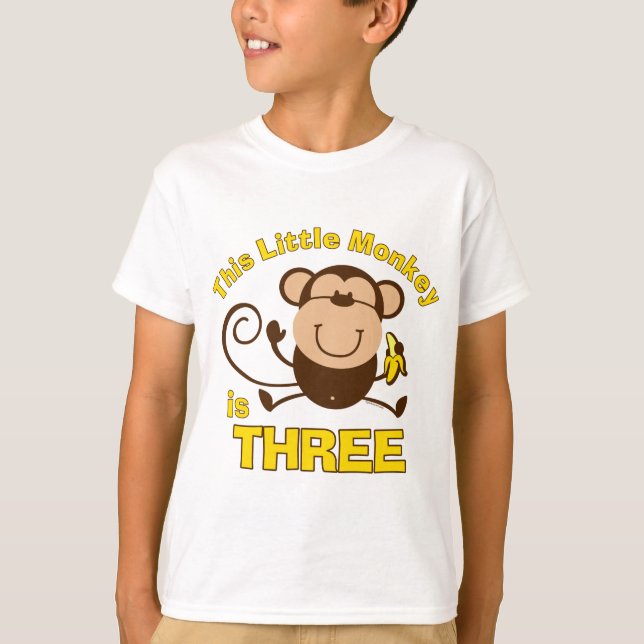 Little Monkey 3rd Birthday Boy T Shirt (Framsida)