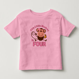 Little Monkey 4e födelsedagen Girl T-shirt